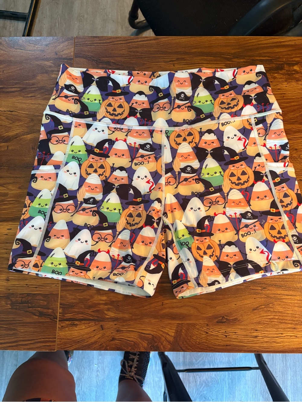 CVG Boo Crew Halloween Candy Corn Workout Shorts XL